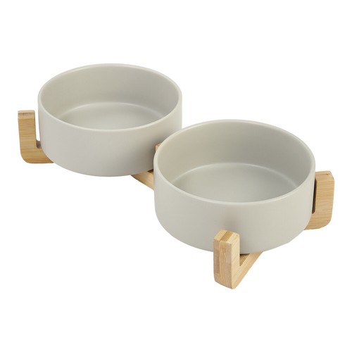 Ceramic raised double pet bowl - double,