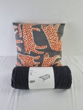IKEA Habitat Bedspread & Cushion 2xPcs Bundle Orange/Black NEW F2