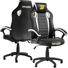 BraZen PC Gaming Chair - Salute Office Racing Computer Chair - White