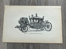 1896 print of  queen victoria's state coach   " english carriages "