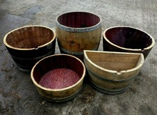 Genuine Oak Barrel Wooden Planter Garden Window Flower Shrub tree Wine Whiskey