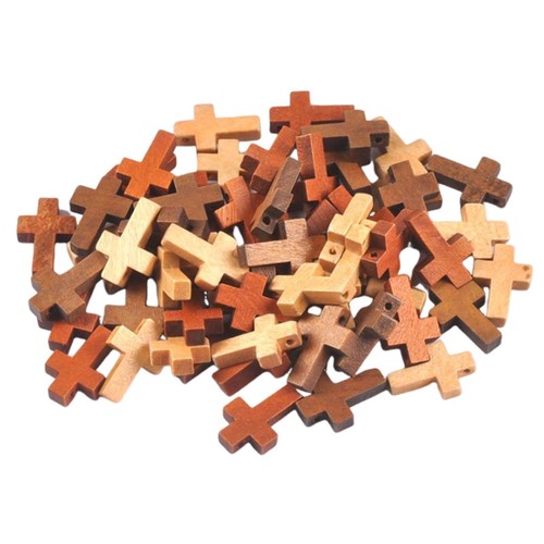 50x wooden cross charms - wooden,