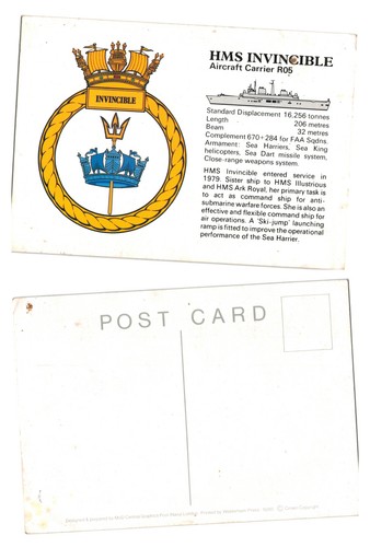 Postcard hms invincible - hms,