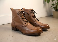 Hudson London Tan Leather Brogue Ankle Boots EU 37 – Classic & Stylish
