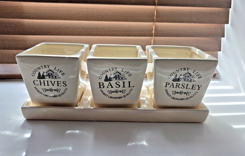 Ceramic windowsill herb pots - ceramic,