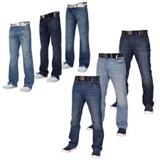 S&J Mens Boot Cut Jeans Wide Leg Casual Trousers Denim Pants All Waist Sizes
