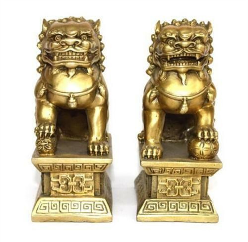 Archaic lion brass - statue, fu
