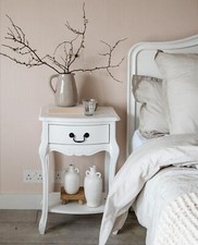 JULIETTE Shabby Chic White 1 Drawer Bedside Table, Bedside Cabinet, ASSEMBLED