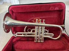 Silver B Flat Cornet With Case And Mouthpiece 