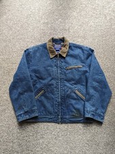 Vintage Denim Pendleton Detroit Style Jacket, Aztec, Wool Lined, Corduroy Collar