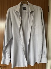 Ciro Citterio Zodiac Men’s Long Sleeved Blue Striped Shirt Size 17 Used