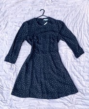 Warehouse - Ladies Black Chiffon Dress With Polka Dots - Size 8-10