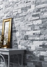 Ice Grey & White Quartz 3D Split Face Wall Tiles Shmox