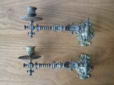 Pair of Brass Victorian Piano Wall Candle Sconces