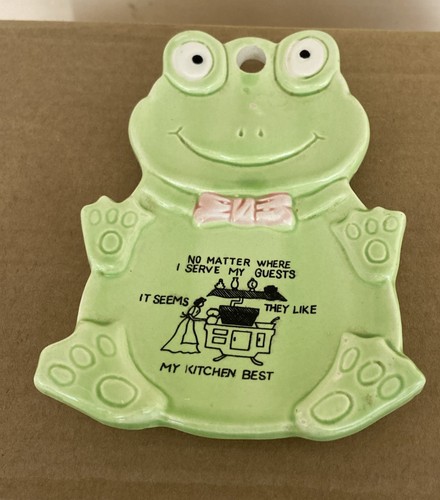 Vintage green frog guests - frog,