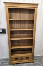 Oak Furniture Land Solid Oak French Farmhouse Tall Bookcase With Drawers 