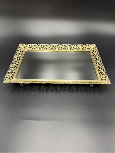 Vtg mirror dresser vanity tray - vtg,