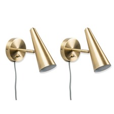 2x Brushed Brass Plug In Wall