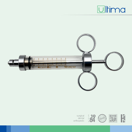 Glass metal syringe 10 - &, ml
