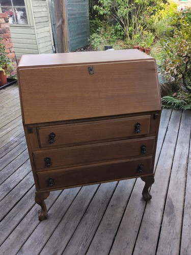 Oak veneer bureau writing desk - bureau,