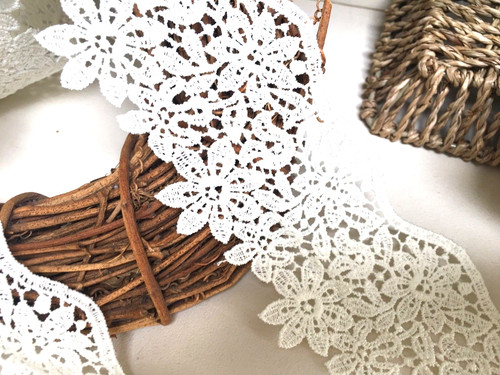 Cream guipure lace pretty - cream,