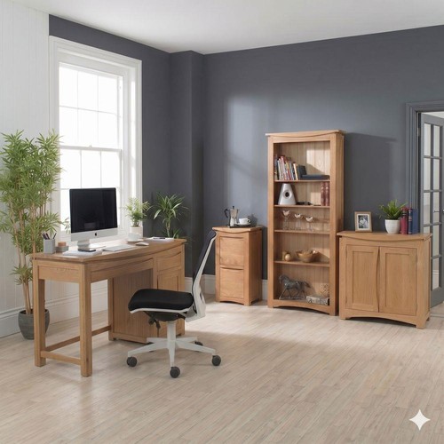 Solid oak small computer desk - oak,