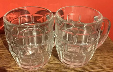 2 x CROWN DEMA DIMPLED HALF PINT BEER ALE VINTAGE GLASS TANKARDS.  BRITISH MADE