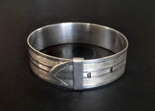 Vintage Fully Hallmarked Sterling Silver buckle belt cuff Bangle HRT London 1946