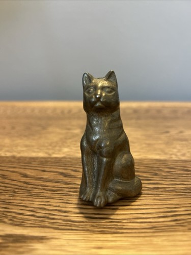Antique solid brass cat - brass, figure