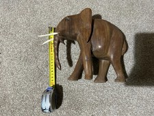 WOODEN CARVED AFRICAN ELEPHANT SCULPTURE FROM ZAMBIA