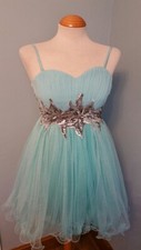 STUNNING TURQUIOSE BLUE/SILVER JUNIOR PROM DRESS AGE 10/11 YEAR 6 LEAVERS