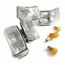 VESPA PX 125 150 200 GENUINE PIAGGIO FRONT AND REAR INDICATOR SET WITH BULBS