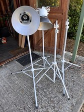 Four Vintage Photax Interfit No.2 Stands with 1 Autopole & 2 light heads