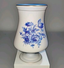 Blue Rose Vase White Pedestal