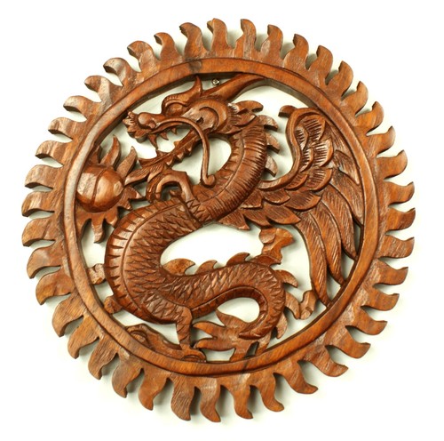29cm wood dragon - dragon, plaque