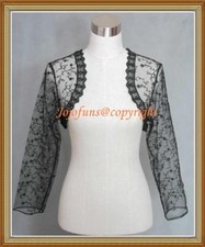 BLACK LACE SHRUG BOLERO/CAPE/WRAP/SHAWL for Prom Party Wedding,Long Size 8-22