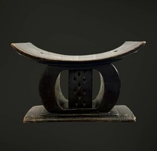 Old Ashanti Akan Wood Carved Tribal Chief Stool Ghana African Art