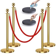 Stanchions with Red Velvet Ropes Set 4PCS,5 Feet Velvet Ropes - Auction