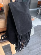 Topshop Black Suede Fringe Ruc