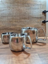 Old Hall Vintage 1960's Stainless Steel Teapot. Milk Jug and Sugar Bowl