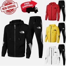 2025 North Mens Tracksuit Full Set Long Sleeve Hoodie Top and Jogging Bottoms@UK