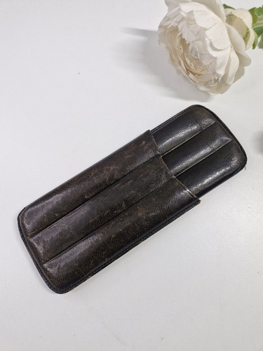 Vintage brown leather cigar - brown,