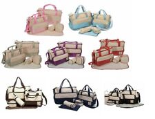 5pcs Multi Function Baby Nappy Diaper Changing Bag Set Bottle Holder Food Pouch