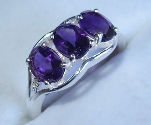 Amethyst stone ring - amethyst, 3-stone