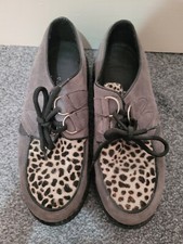 Underground Creepers Wulfrun Grey Animal Suede Leather Platform Shoes Size 6