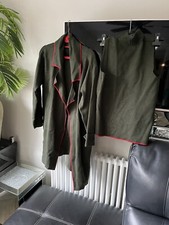Zara Coord Khaki And Red Knit Long Coatigan/Jacket And Top