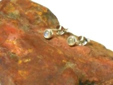 Small  Round MOONSTONE  Sterling  Silver  925 Gemstone  Stud  Earrings - 3 mm