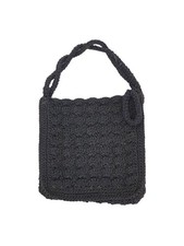 Vintage 1940s Square Navy/Grey Crochet Bag With Matching Zipper Pull