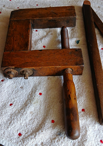 Antique wooden clamp and - antique,