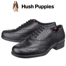 Hush Puppies Girls Black Leather Brogue School Shoes Kada Smart Formal UK 13 - 5